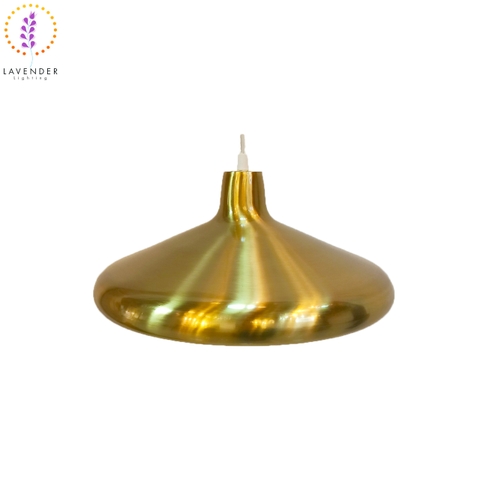 Đèn thả đĩa tròn bẹt chao mạ đồng