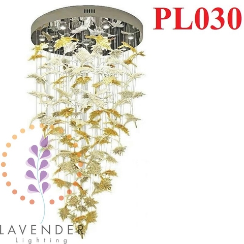 PL030 - Đèn lá thủy tinh lá phong xếp tròn