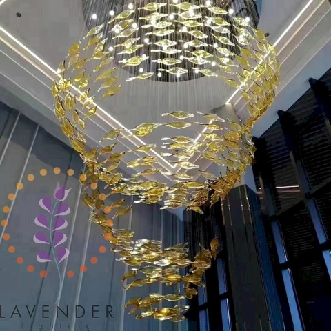 PL034 - Đèn lá thủy tinh lá xoài xoắn cuộn xoắn ốc