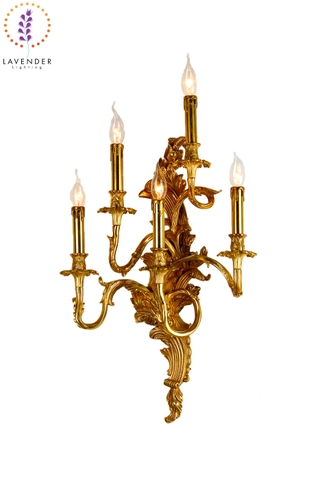 Đèn tường đồng tân cổ điển 5 tay nến cao cấp