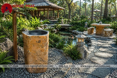 LAVABO ĐÁ BAZAN NGUYÊN KHỐI