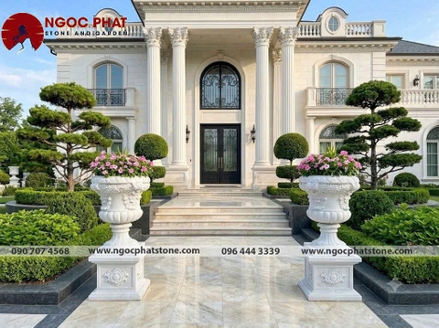 CHẬU HOA ĐÁ CỔ ĐIỂN NGUYÊN KHỐI