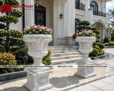 CHẬU HOA ĐÁ CỔ ĐIỂN NGUYÊN KHỐI