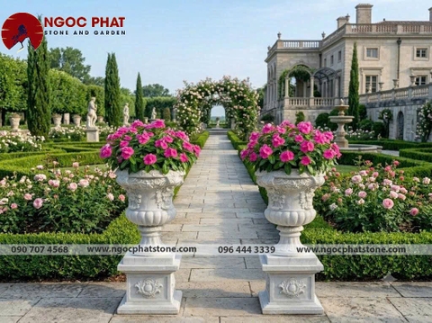 CHẬU HOA ĐÁ CỔ ĐIỂN NGUYÊN KHỐI