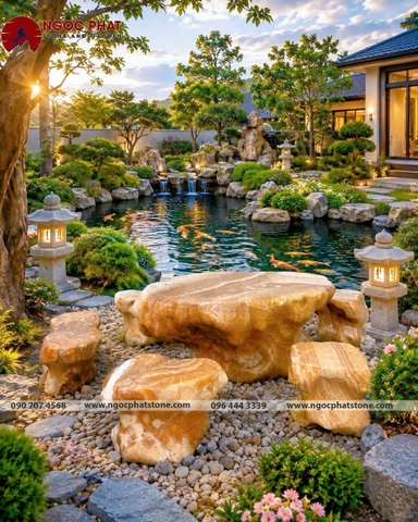 BỘ BÀN GHẾ ĐÁ THẠCH ANH TỰ NHIÊN NGUYÊN KHỐI