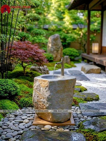 CHẬU RỬA LAVABO ĐÁ BAZAN TỰ NHIÊN NGUYÊN KHỐI