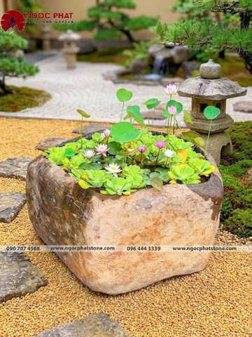 CHẬU ĐÁ BAZAN TỰ NHIÊN NGUYÊN KHỐI