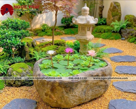CHẬU ĐÁ BAZAN TỰ NHIÊN NGUYÊN KHỐI