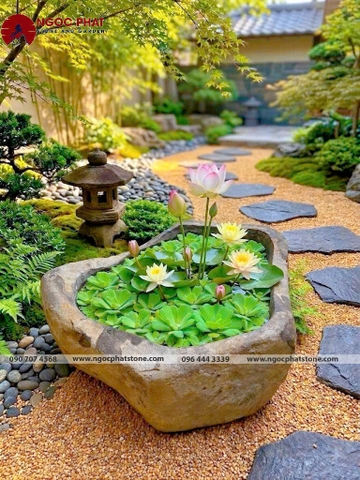 CHẬU ĐÁ BAZAN TỰ NHIÊN NGUYÊN KHỐI