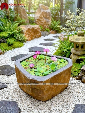 CHẬU ĐÁ BAZAN TỰ NHIÊN NGUYÊN KHỐI