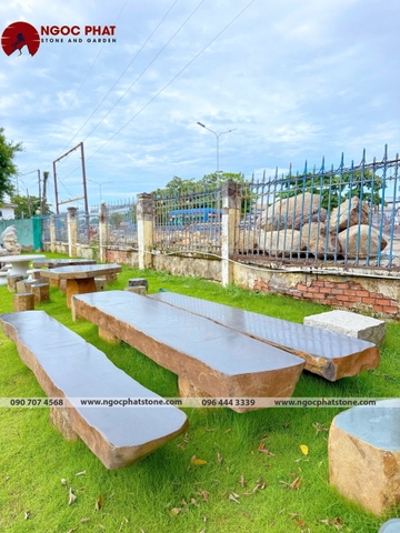 BỘ BÀN GHẾ ĐÁ BAZAN TỰ NHIÊN NGUYÊN KHỐI