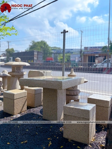 BÀN GHẾ ĐÁ GRANITE TỰ NHIÊN NGUYÊN KHỐI
