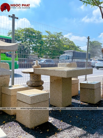 BÀN GHẾ ĐÁ GRANITE TỰ NHIÊN NGUYÊN KHỐI