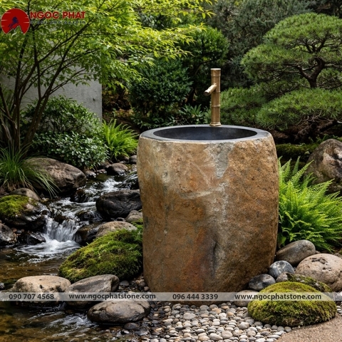 LAVABO ĐÁ BAZAN TỰ NHIÊN NGUYÊN KHỐI (HÀNG MỚI VỀ)
