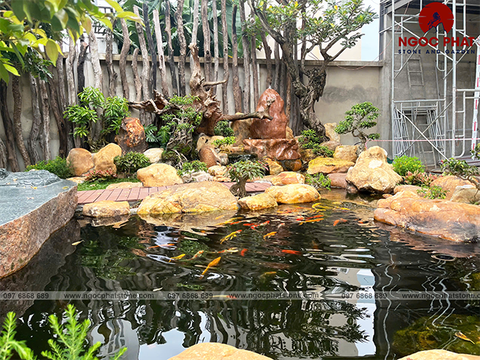 HỒ CÁ KOI SÂN VƯỜN -ĐÁ CUỘI THẠCH ANH