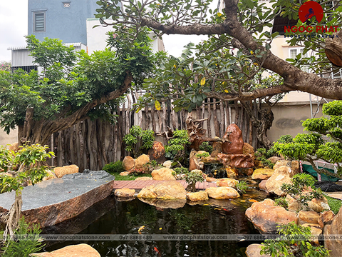 HỒ CÁ KOI SÂN VƯỜN -ĐÁ CUỘI THẠCH ANH