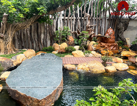 HỒ CÁ KOI SÂN VƯỜN -ĐÁ CUỘI THẠCH ANH