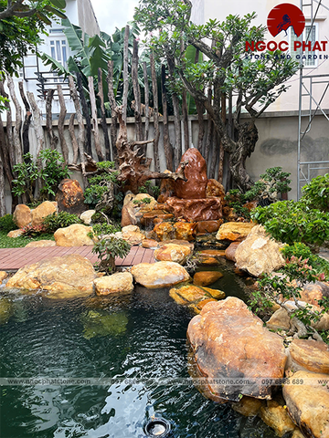 HỒ CÁ KOI SÂN VƯỜN -ĐÁ CUỘI THẠCH ANH