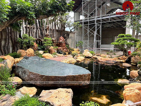 HỒ CÁ KOI SÂN VƯỜN -ĐÁ CUỘI THẠCH ANH