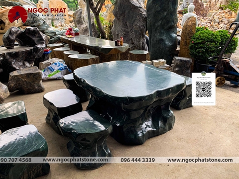 BÀN GHẾ ĐÁ TỰ NHIÊN XANH NGỌC 1M3