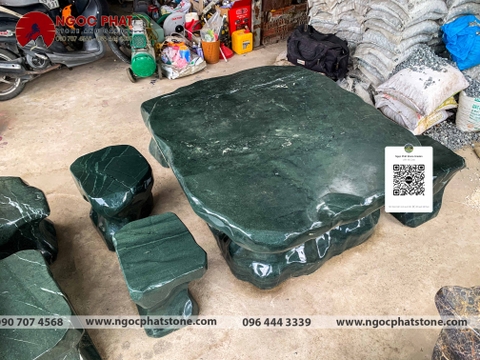 BÀN GHẾ ĐÁ TỰ NHIÊN XANH NGỌC 1M3