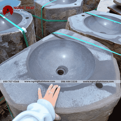 CHẬU RỬA LAVABO ĐÁ BAZAN TỰ NHIÊN NGUYÊN KHỐI