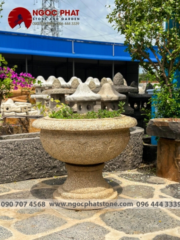 CHẬU HOA GRANITE CỔ TỰ NHIÊN - SẢN PHẨM MỸ NGHỆ THỦ CÔNG