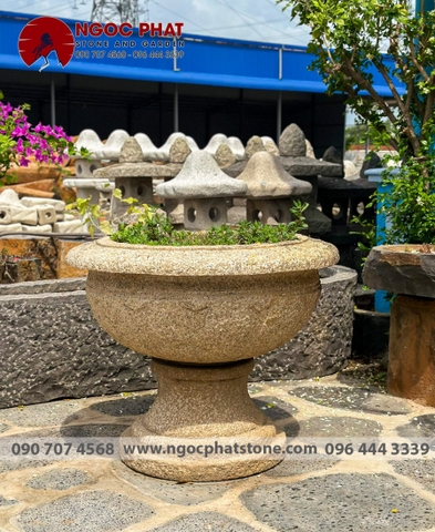CHẬU HOA GRANITE CỔ TỰ NHIÊN - SẢN PHẨM MỸ NGHỆ THỦ CÔNG