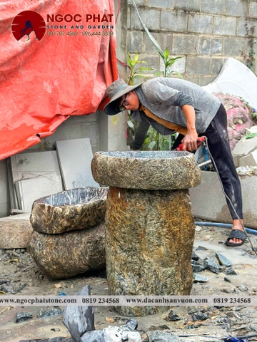 CHẬU ĐÁ LAVABO ĐÁ CUỘI VÂN MÂY