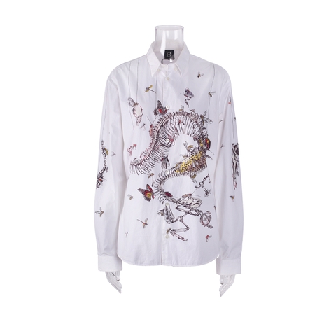 Áo Sơ Mi Alexander McQueen Màu Trắng Họa Tiết Con Vật