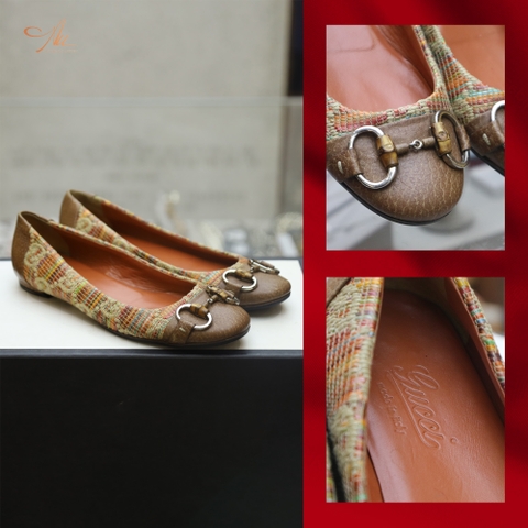 giày bệt Gucci thân có nhiều màu mũi da nâu size 35.5