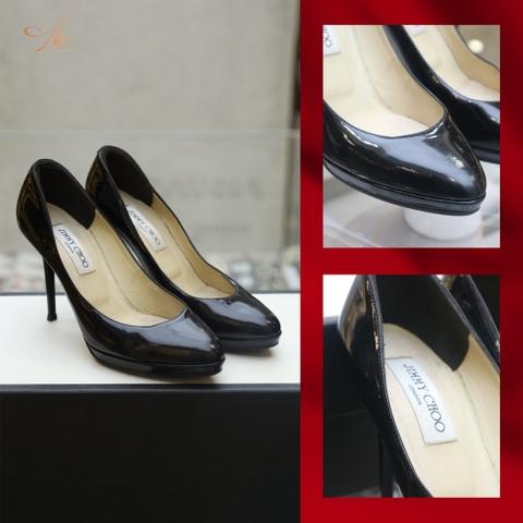 Giầy Jimmy Choo đen da bóng 10cm