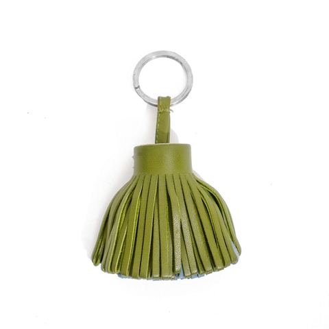 Charm Hermès Tassel Swift Màu Xanh lá Cây Pha Xanh Khóa Trắng
