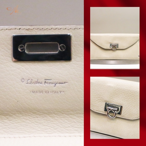 Ví Salvatore màu kem, nắp gập, 2 ngăn