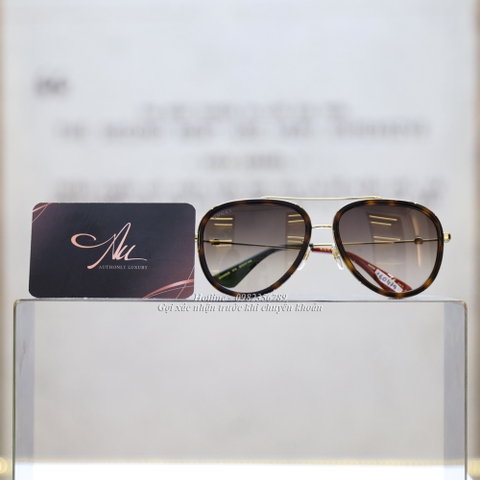 Kính Gucci mắt chuồn viền mắt đồi mồi gọng vàng 1 bên xanh 1 bên đỏ logo ong