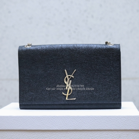 KG-Túi YSL Kate nhũ đen khóa trắng size M