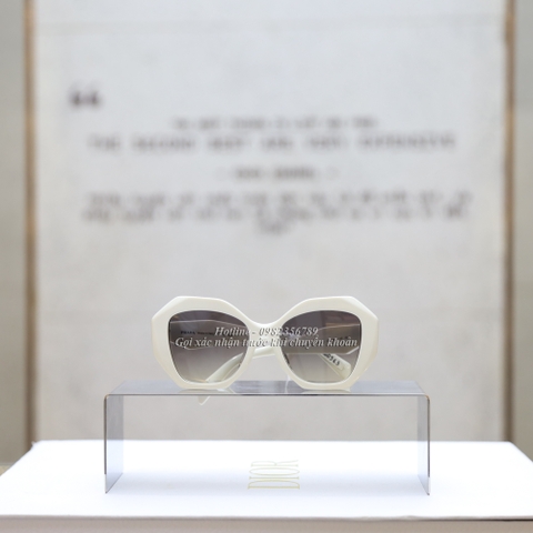 KG-Kính Prada màu trắng gọng nhựa mắt ghi lục giác