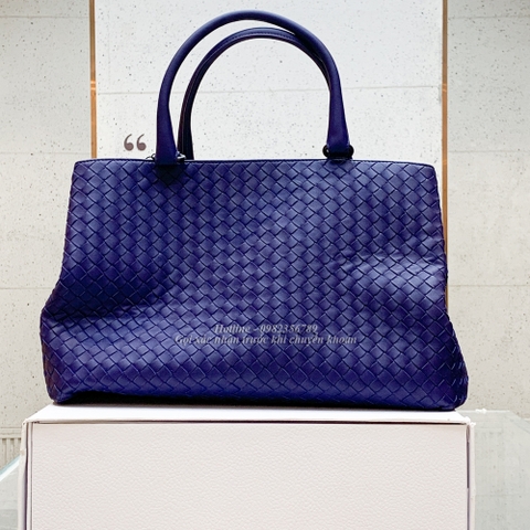 Túi Bottega Tote màu tím da đan trơn