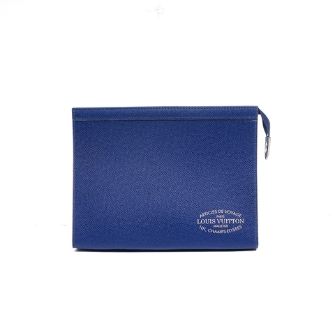 Clutch Louis Vuitton Voyage Potchette MM Taiga Xanh Navy Sliver