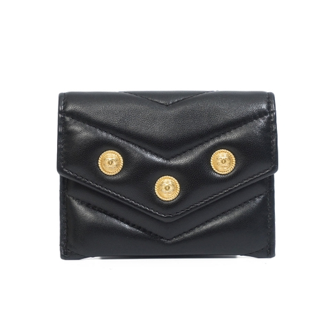 Card Holder Chanel Paris-hamburg Cc Button Flap Card Case Chevron Da Lambskin Màu Đen Khóa Vàng