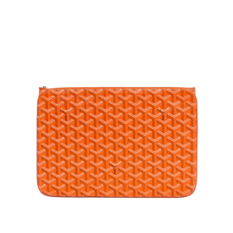 Clutch Goyard Senat GM Canvas Màu Cam Khóa Trắng
