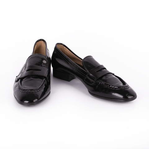Giày Tod Moccasin Màu Đen Da Bóng