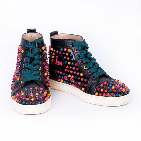 Sneaker Louboutin 36.5 Màu Đen Đính Đinh Tán Nhiều Màu