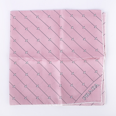 Khăn Prada Màu Hồng Họa Tiết Tam Giác Trắng