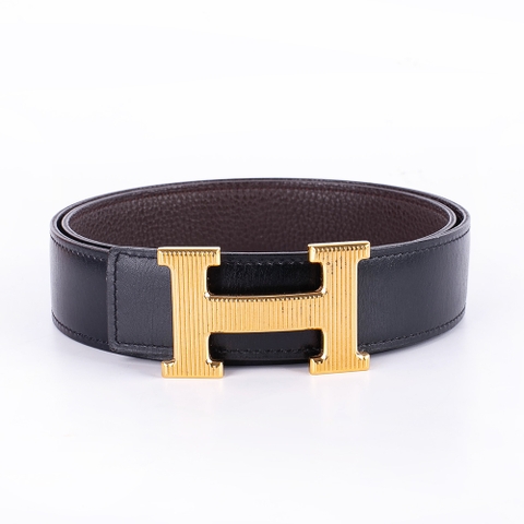 Belt Hermès H Màu Đen Khóa Vàng