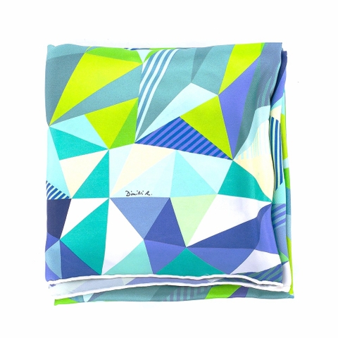 Khăn Hermès Paris Màu Xanh Họa Tiết Hình Học