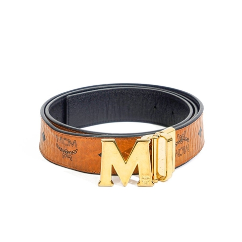 Belt MCM Claus M Reversible Da Grained Màu Nâu Khóa Vàng