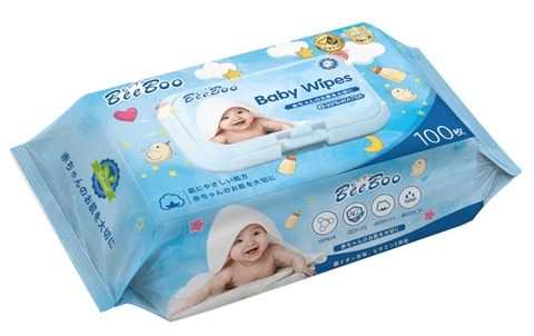 Khăn giấy ướt trẻ em Beeboo 100 miếng (màu xanh)