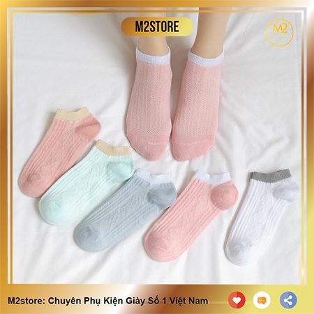 Set 5 Đôi Vớ Tất Nữ Cổ Ngắn Vân Hình Thoi Cực Xịn TNG22-G5