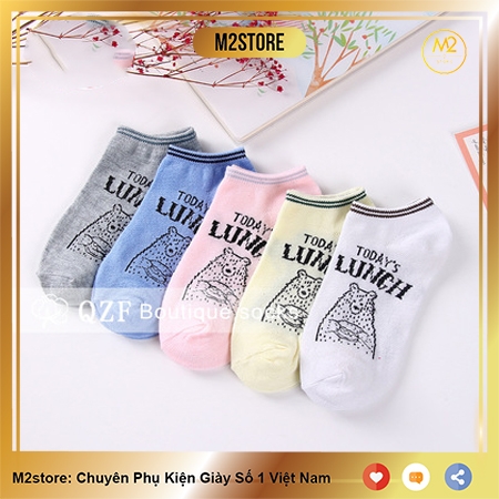 Set 5 Đôi Vớ Tất Nữ Cổ Ngắn Hoạt Hình Gấu TNG28-G6